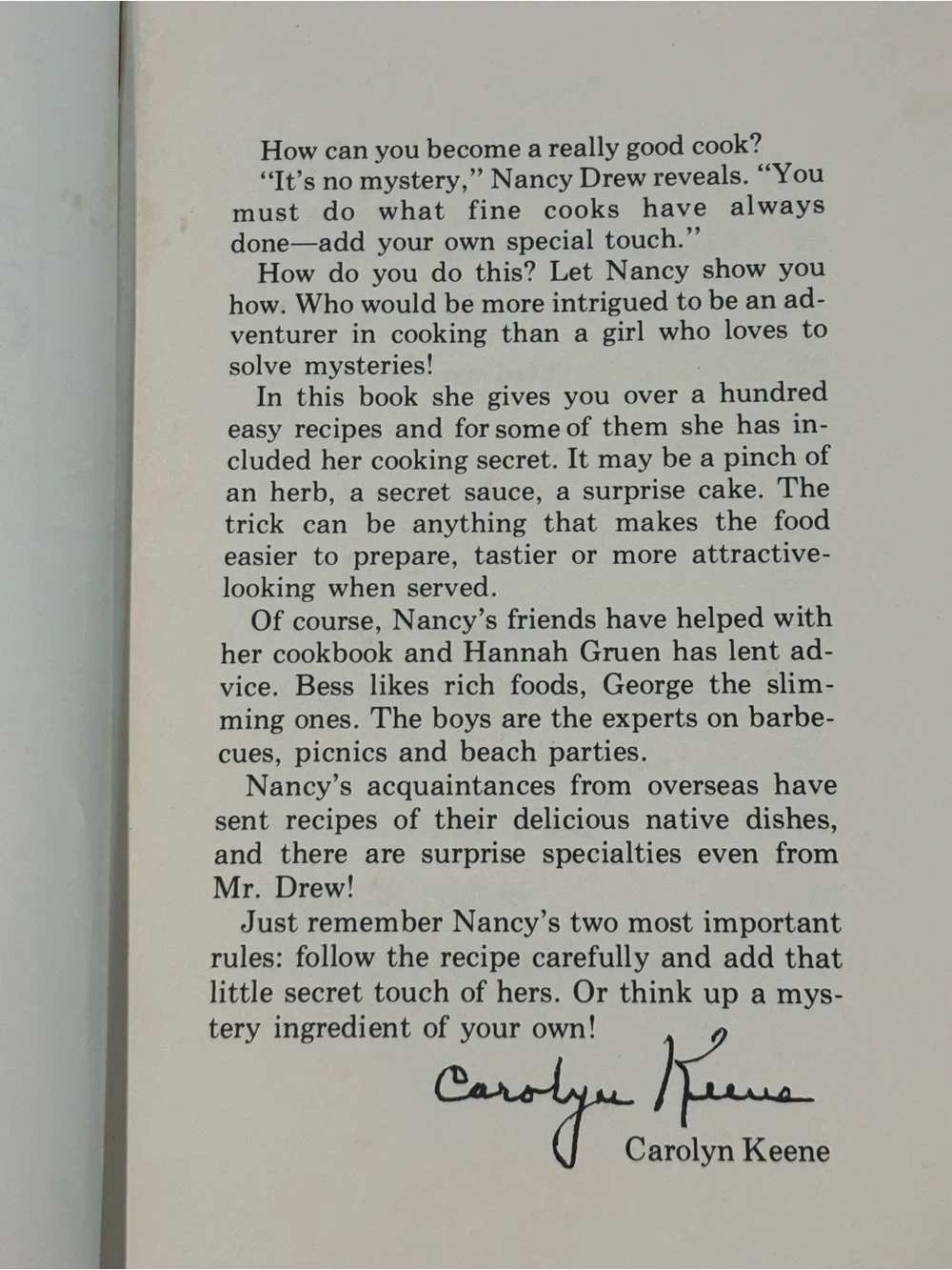 The Nancy Drew Cookbook, Clues to Good Cooking by Carolyn Keene